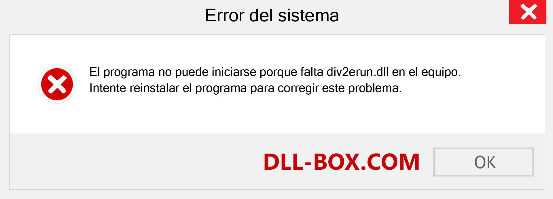 ¿Falta el archivo div2erun.dll ?. Descargar para Windows 7, 8, 10 - Corregir div2erun dll Missing Error en Windows, fotos, imágenes